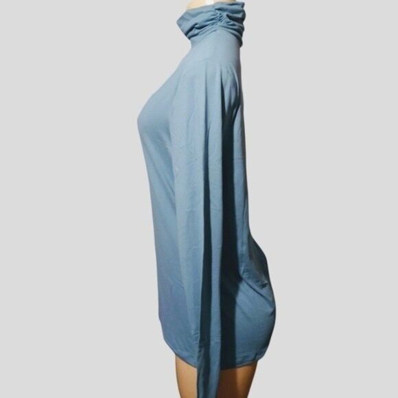 Teal Blue Mock Turtleneck Sweater Top XL - Picture 4 of 4